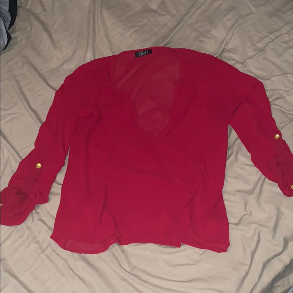Red Blouse with open neck